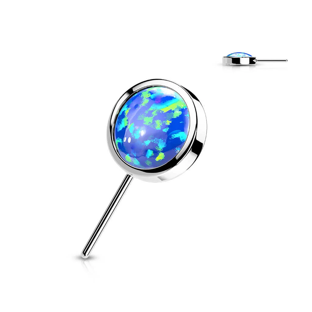 Złoto 585 nakrętka okrągły opal w oprawie bezel push-in - Image 5