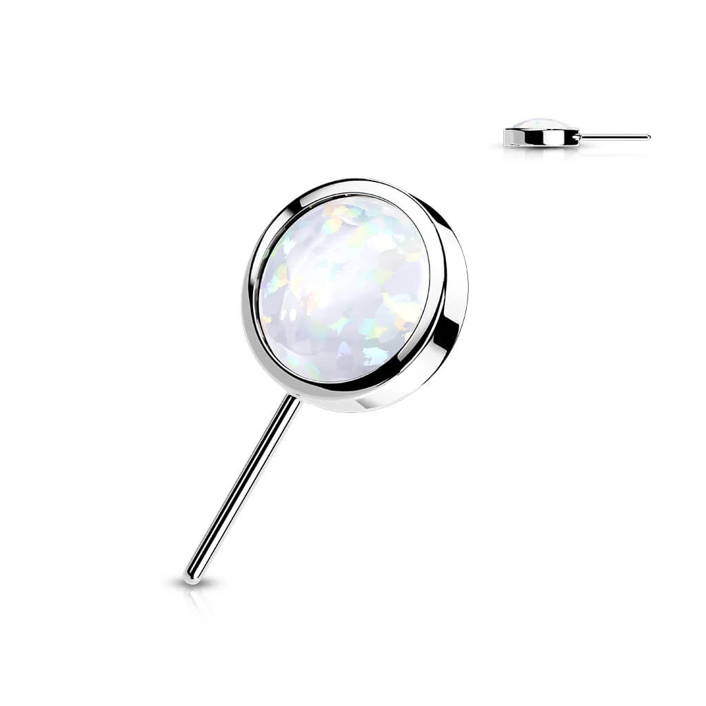 Złoto 585 nakrętka okrągły opal w oprawie bezel push-in - Image 6