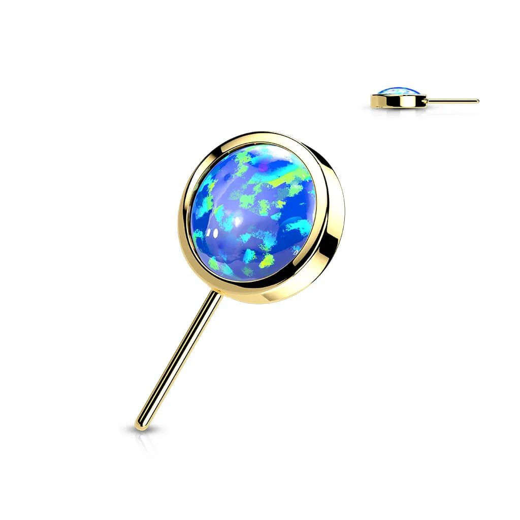 Złoto 585 nakrętka okrągły opal w oprawie bezel push-in - Image 7