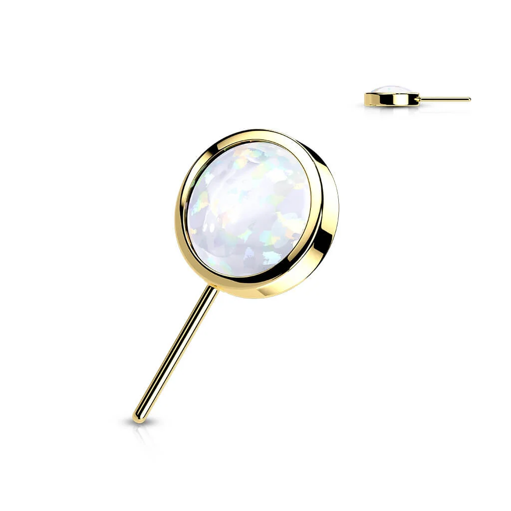 Złoto 585 nakrętka okrągły opal w oprawie bezel push-in - Image 8