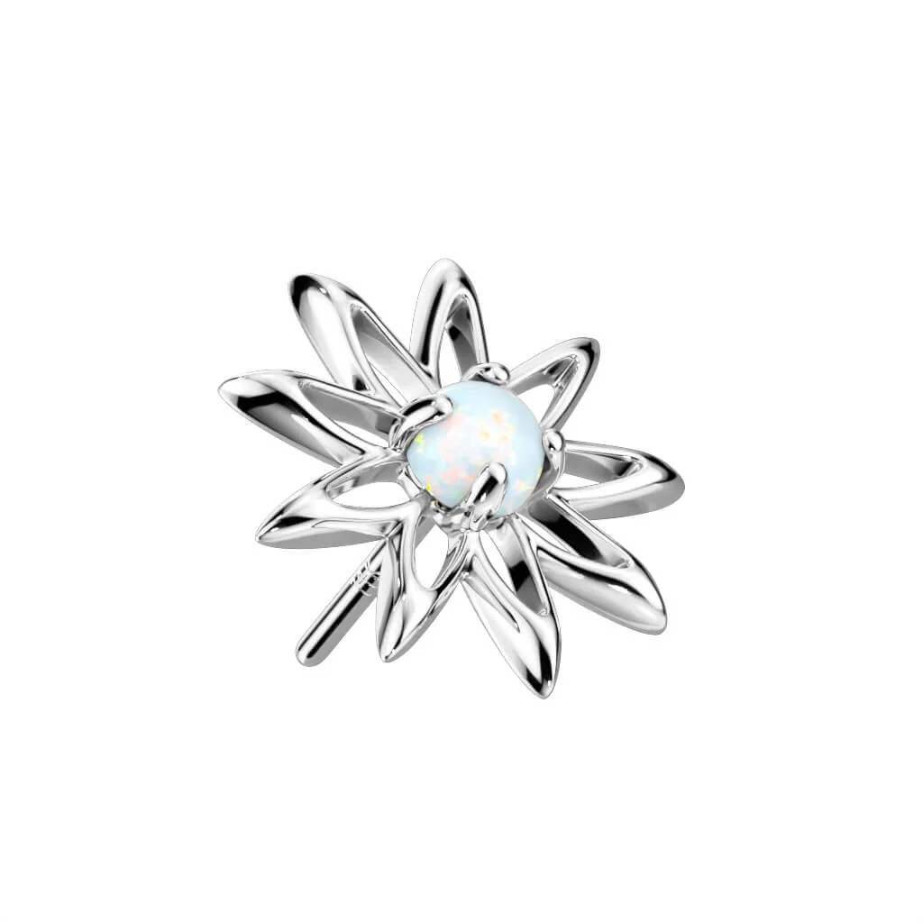 Złoto 585 nakrętka kwiatek cyrkonia opal push-in - Image 3