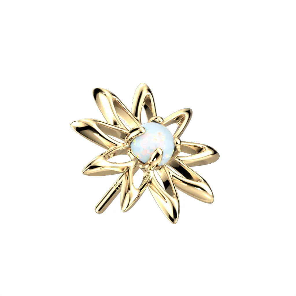 Złoto 585 nakrętka kwiatek cyrkonia opal push-in - Image 5