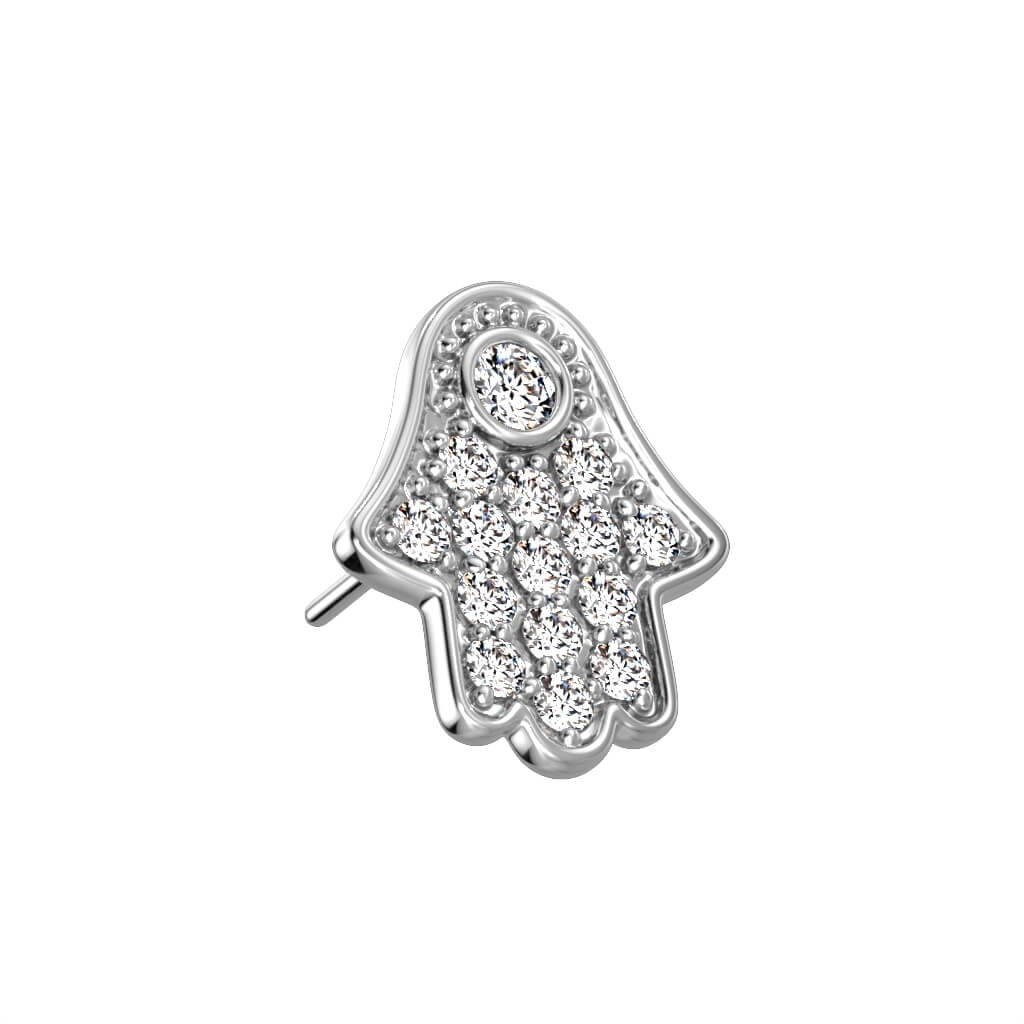 Złoto 585 nakrętka hamsa cyrkonia push-in - Image 3