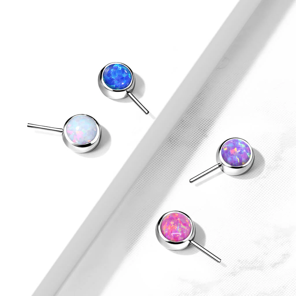 Tytan nakrętka kulka opal w oprawie bezel push-in - Image 3