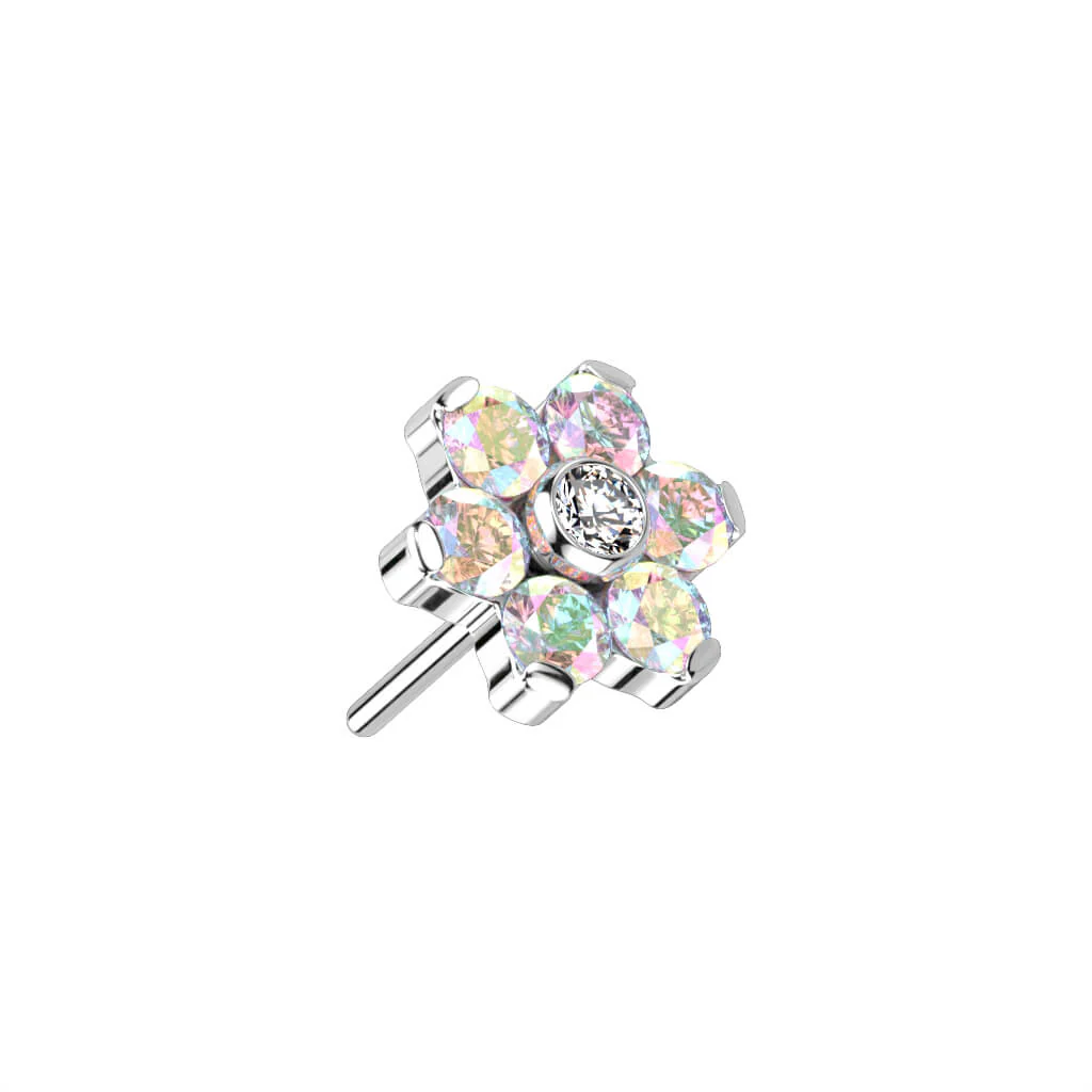 Tytan nakrętka kwiatek z cyrkoniami push-in - Image 5