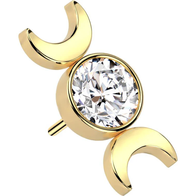 Tytan księżyc cyrkonia w oprawie bezel push-in - Image 5