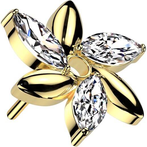 Tytan nakrętka kwiatek cyrkonia szlif markizowy push-in - Image 5