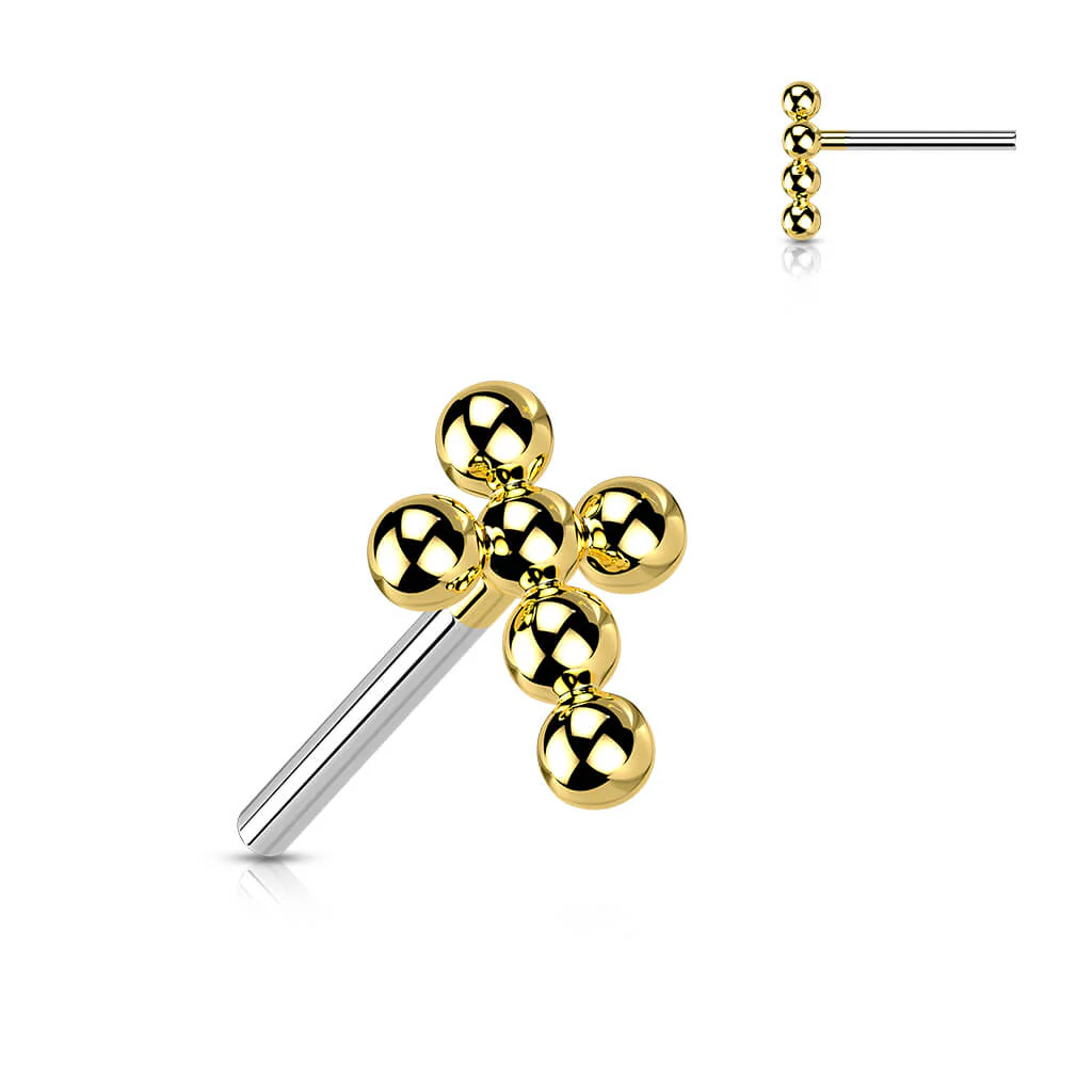 Tytan nakrętka labret krzyż z koralików - Image 5
