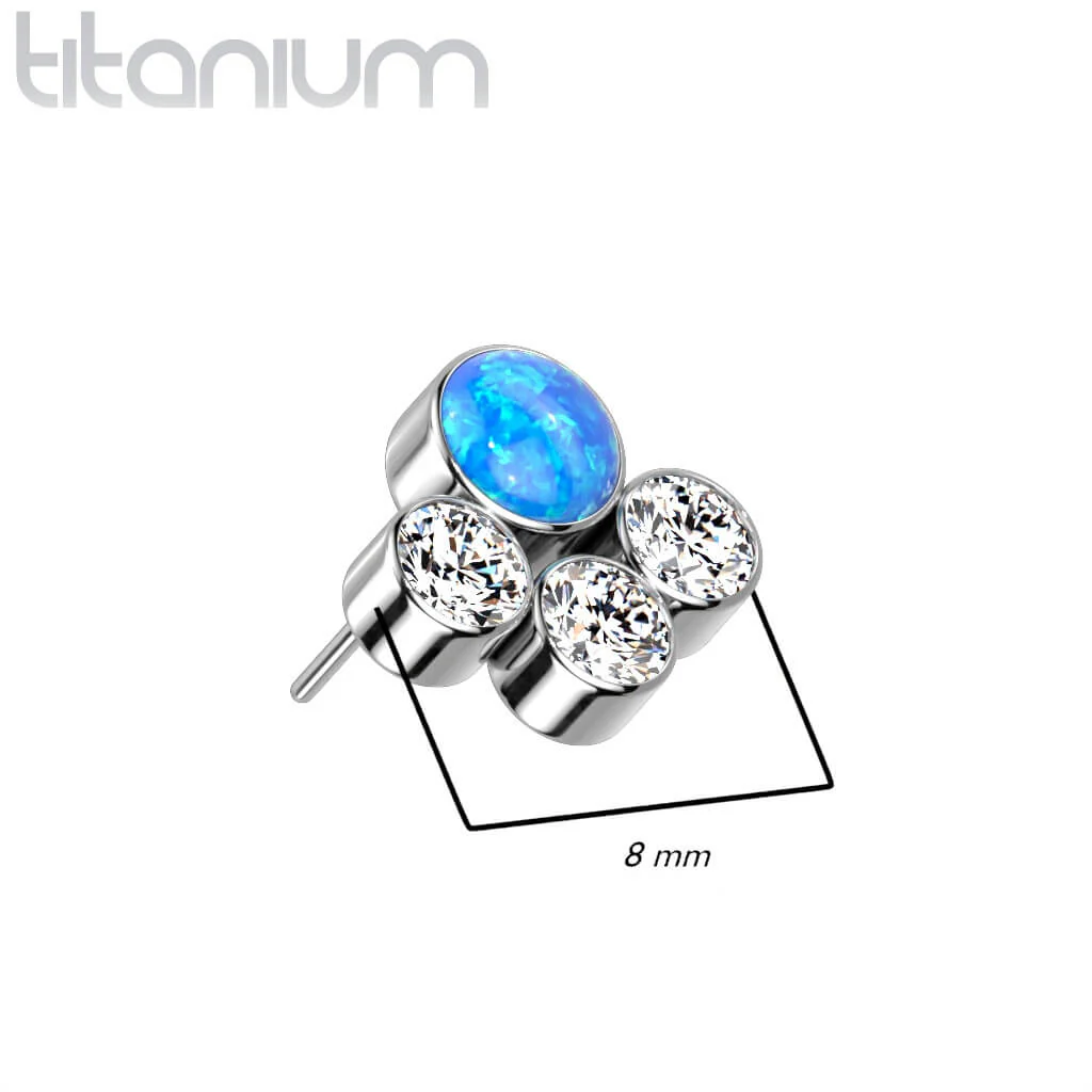 Tytan nakrętka 3 cyrkonie i opal w oprawie bezel push-in - Image 2