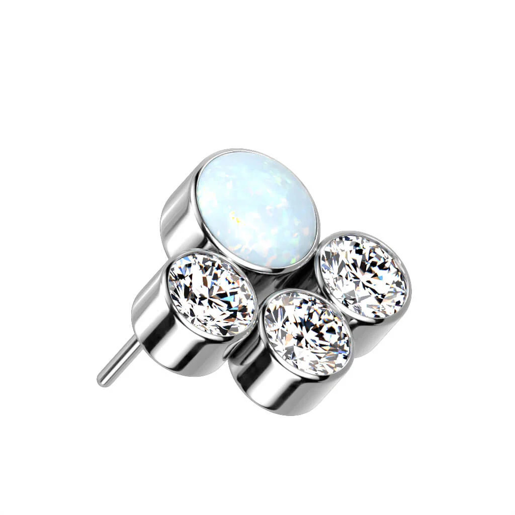 Tytan nakrętka 3 cyrkonie i opal w oprawie bezel push-in - Image 4