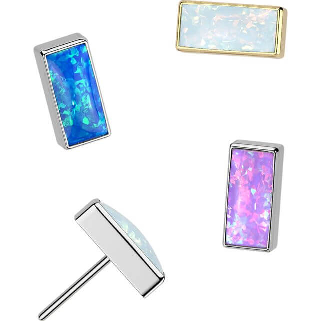 Tytan nakrętka prostokątny opal w oprawie bezel push-in - Image 3