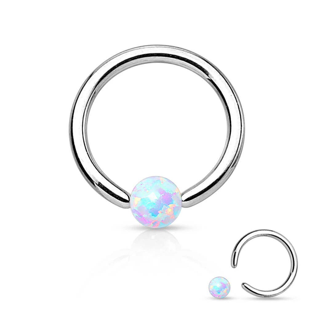 Kółko z kulką opal srebrny zapięcie captive bead - Image 3