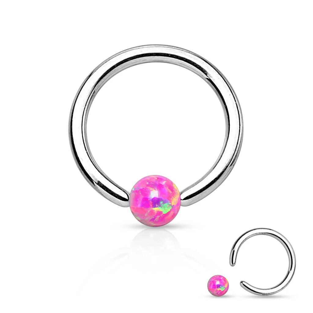 Kółko z kulką opal srebrny zapięcie captive bead - Image 4