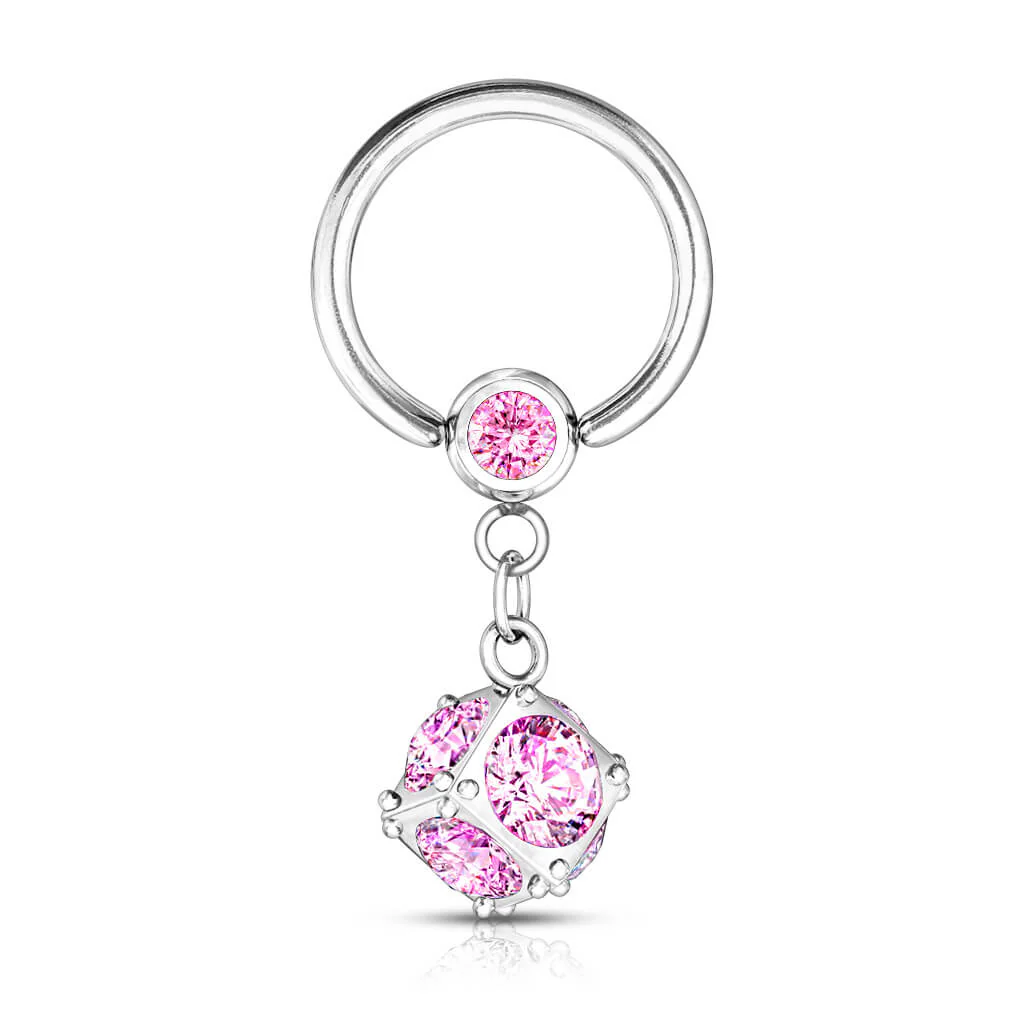 Kółko zawieszka kulka z cyrkoniami srebrny zapięcie captive bead - Image 6