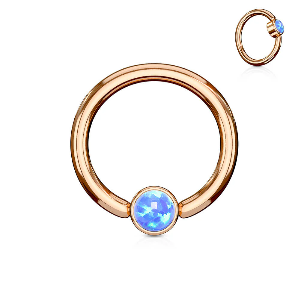Kółko płaski opal złoty zapięcie captive bead - Image 2