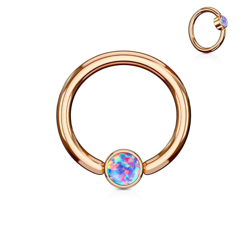 Kółko płaski opal złoty zapięcie captive bead - Image 3
