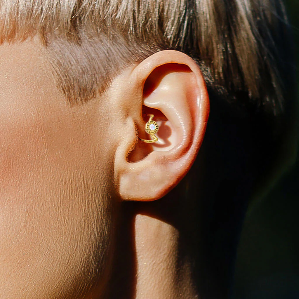 Kółko księżyc opal kolczyk rozginany - Image 4