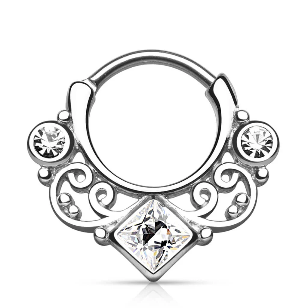 Septum clicker kwadrat cyrkonia srebrny clicker - Image 2