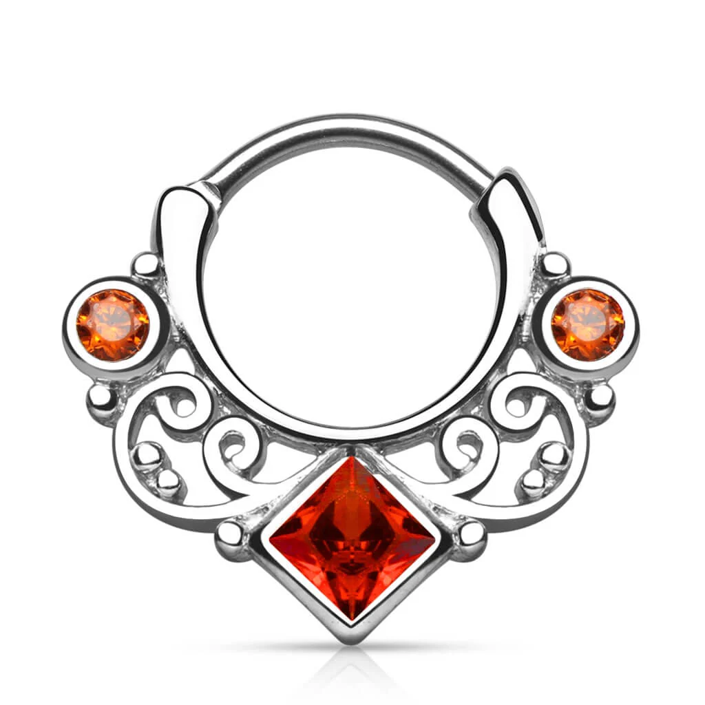 Septum clicker kwadrat cyrkonia srebrny clicker - Image 4