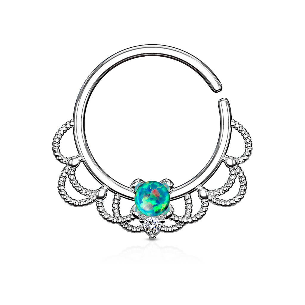 Kółko filigranowy opal kolczyk rozginany - Image 6