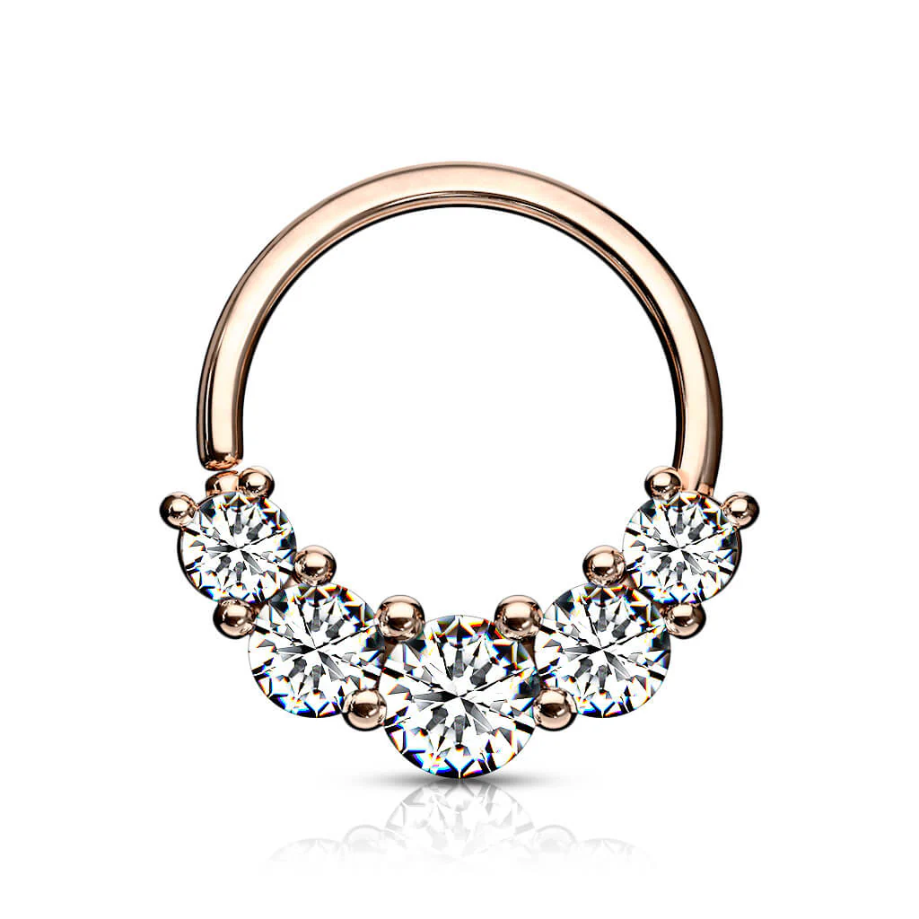 Kółko 5 cyrkonii kolczyk rozginany - Image 8