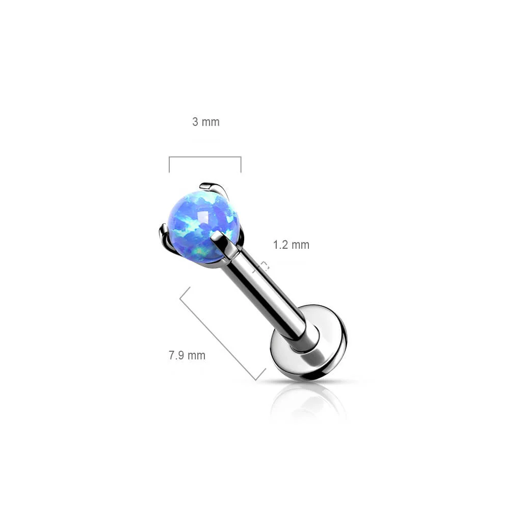 Tytan labret kulka opal srebrny gwint wewnętrzny - Image 2