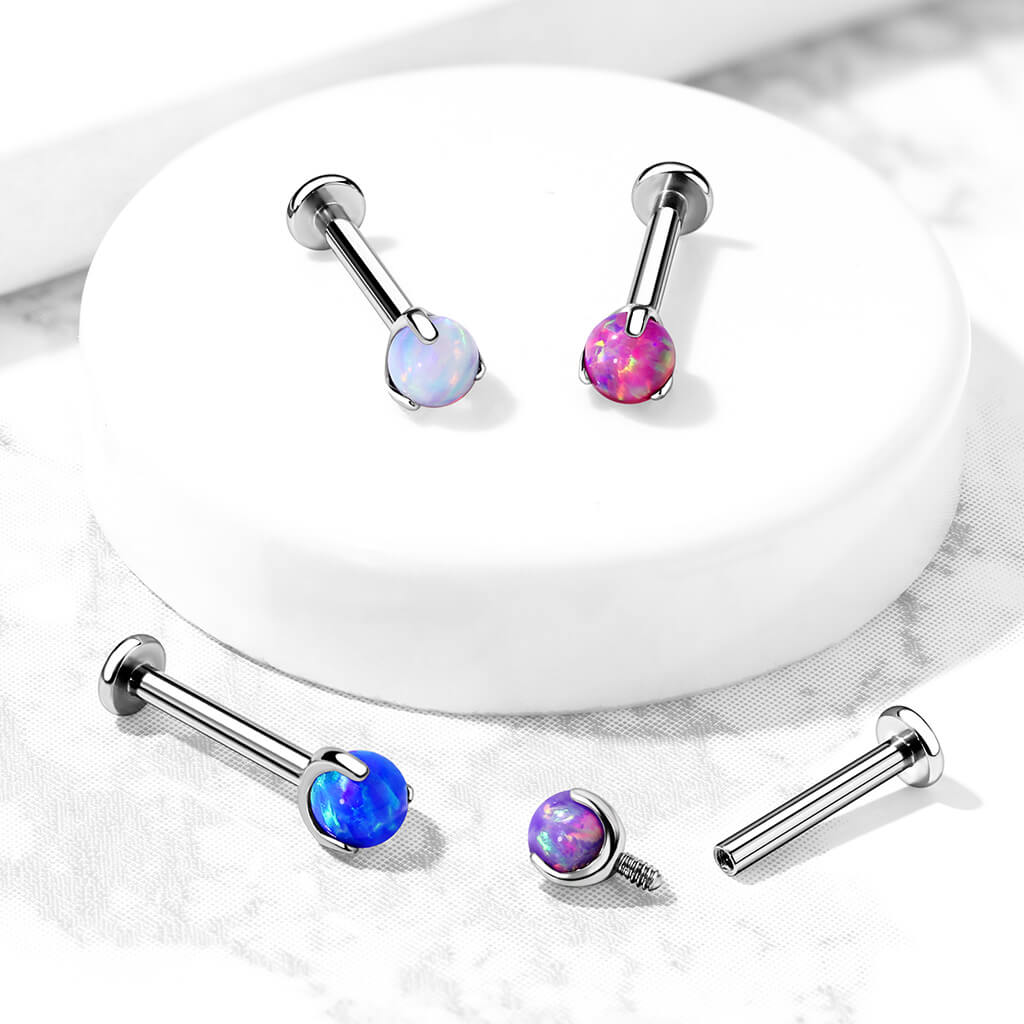 Tytan labret kulka opal srebrny gwint wewnętrzny - Image 5