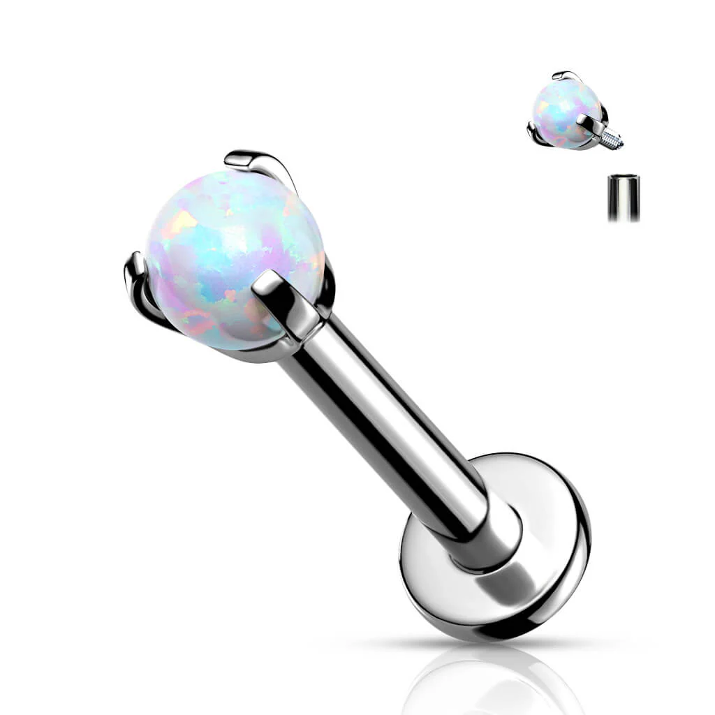 Tytan labret kulka opal srebrny gwint wewnętrzny - Image 7