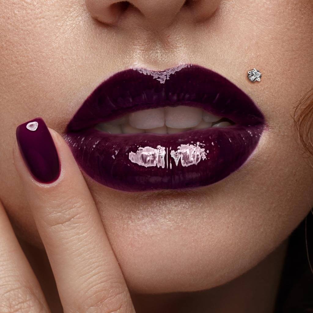 Tytan labret gwiazdka cyrkonia srebrny gwint wewnętrzny - Image 3