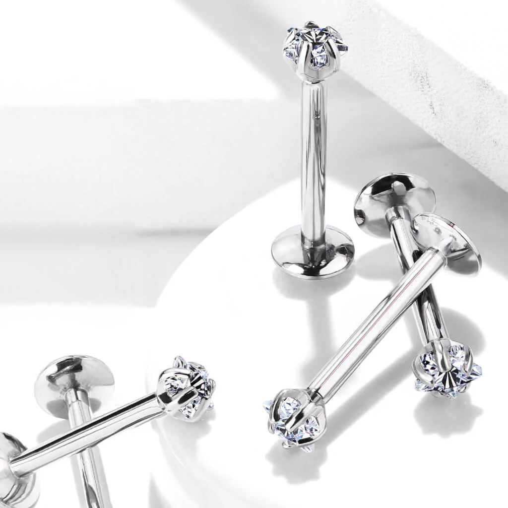 Tytan labret gwiazdka cyrkonia srebrny gwint wewnętrzny - Image 4