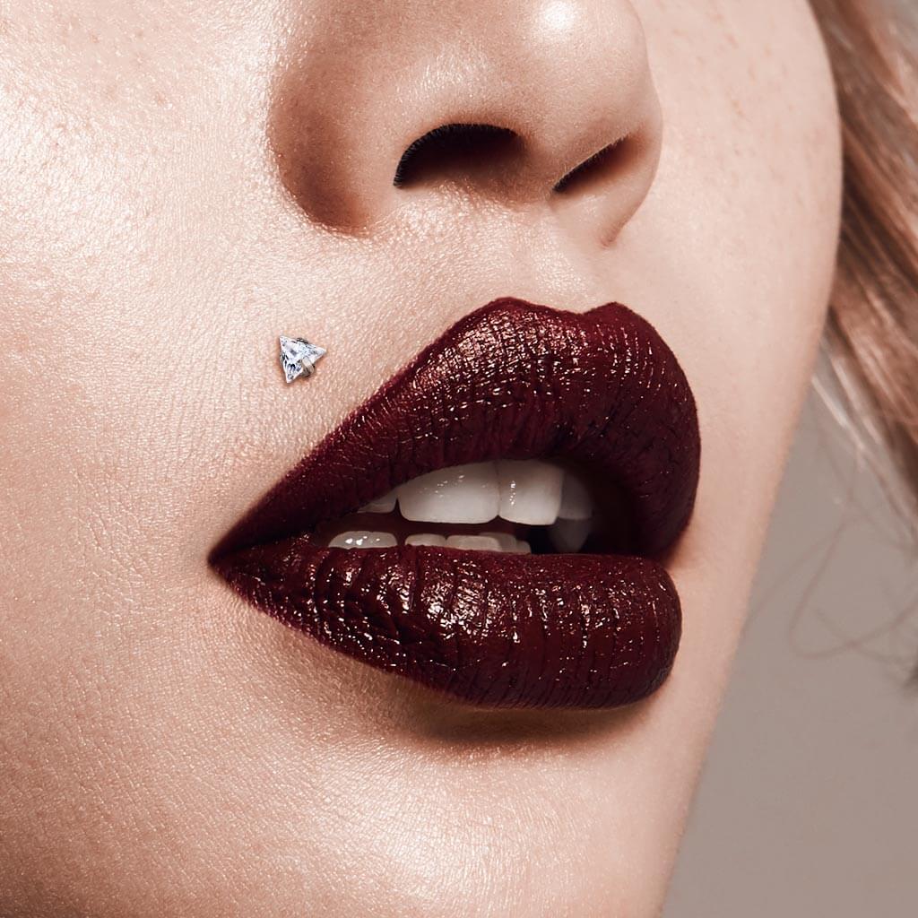 Tytan labret trójkąt cyrkonia srebrny gwint wewnętrzny - Image 3