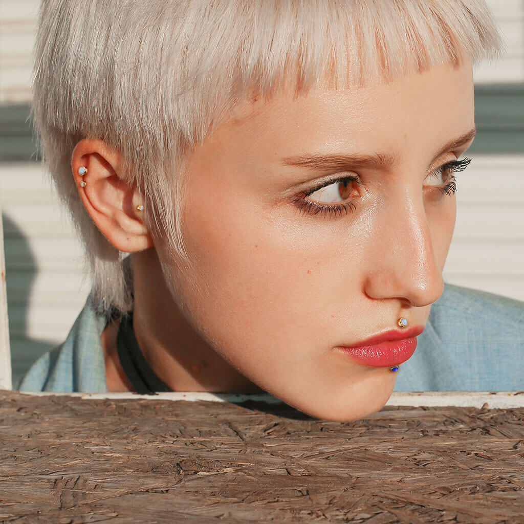 Tytan labret opal okrągły gwint wewnętrzny - Image 4