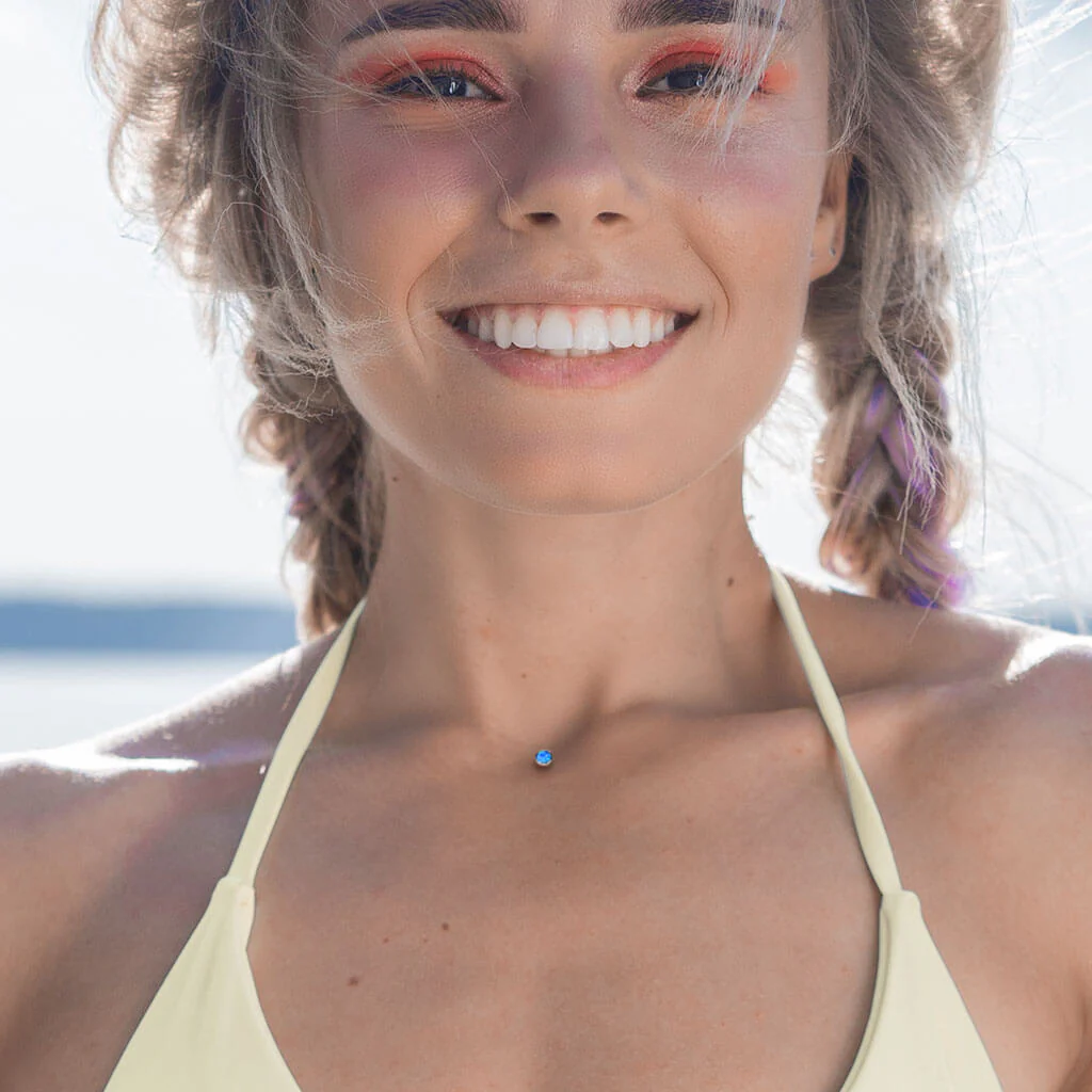 Tytan microdermal stopka z 3 dziurkami wysokość 2mm nakrętka opal płaski gwint wewnętrzny - Image 3