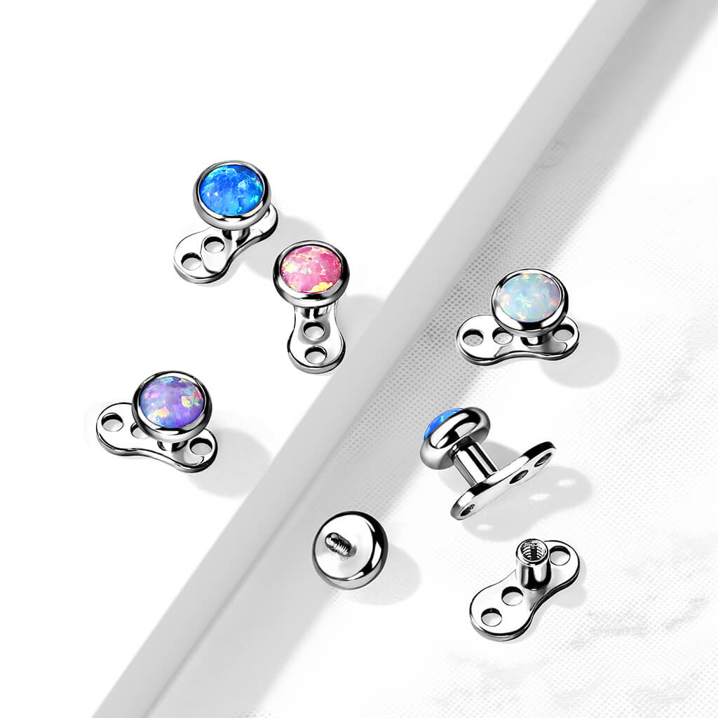 Tytan microdermal stopka z 3 dziurkami wysokość 2mm nakrętka opal płaski gwint wewnętrzny - Image 4