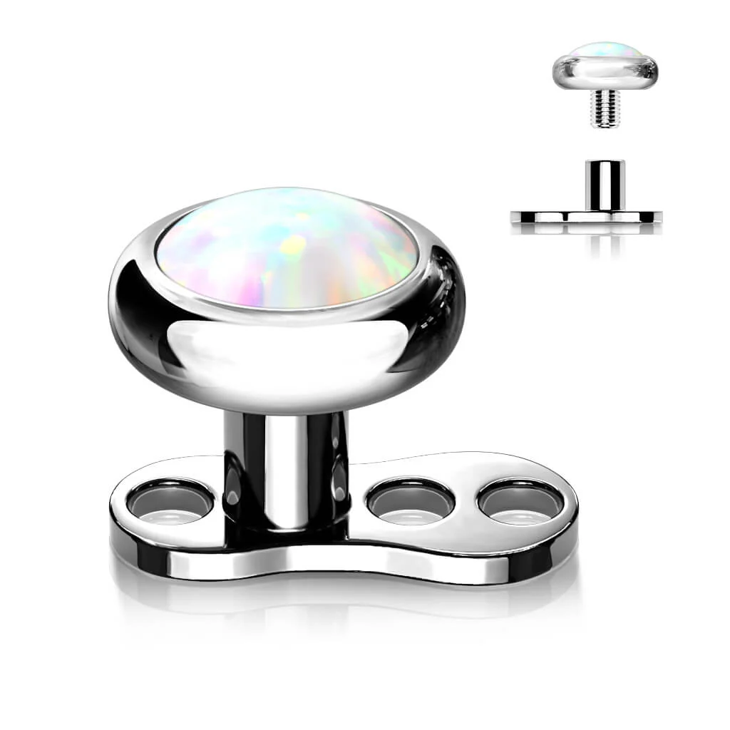 Tytan microdermal stopka z 3 dziurkami wysokość 2mm nakrętka opal płaski gwint wewnętrzny - Image 6