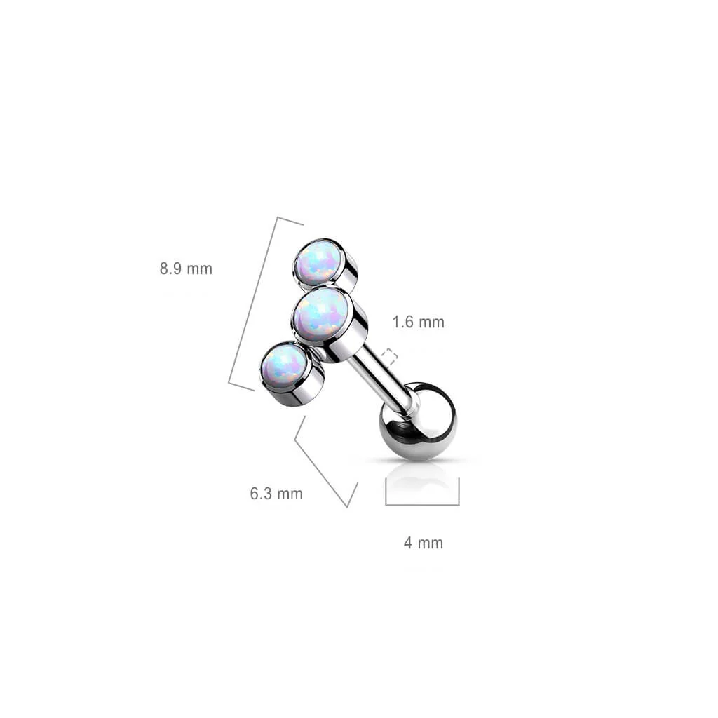 Tytan sztanga 3 opale srebrny gwint wewnętrzny - Image 2