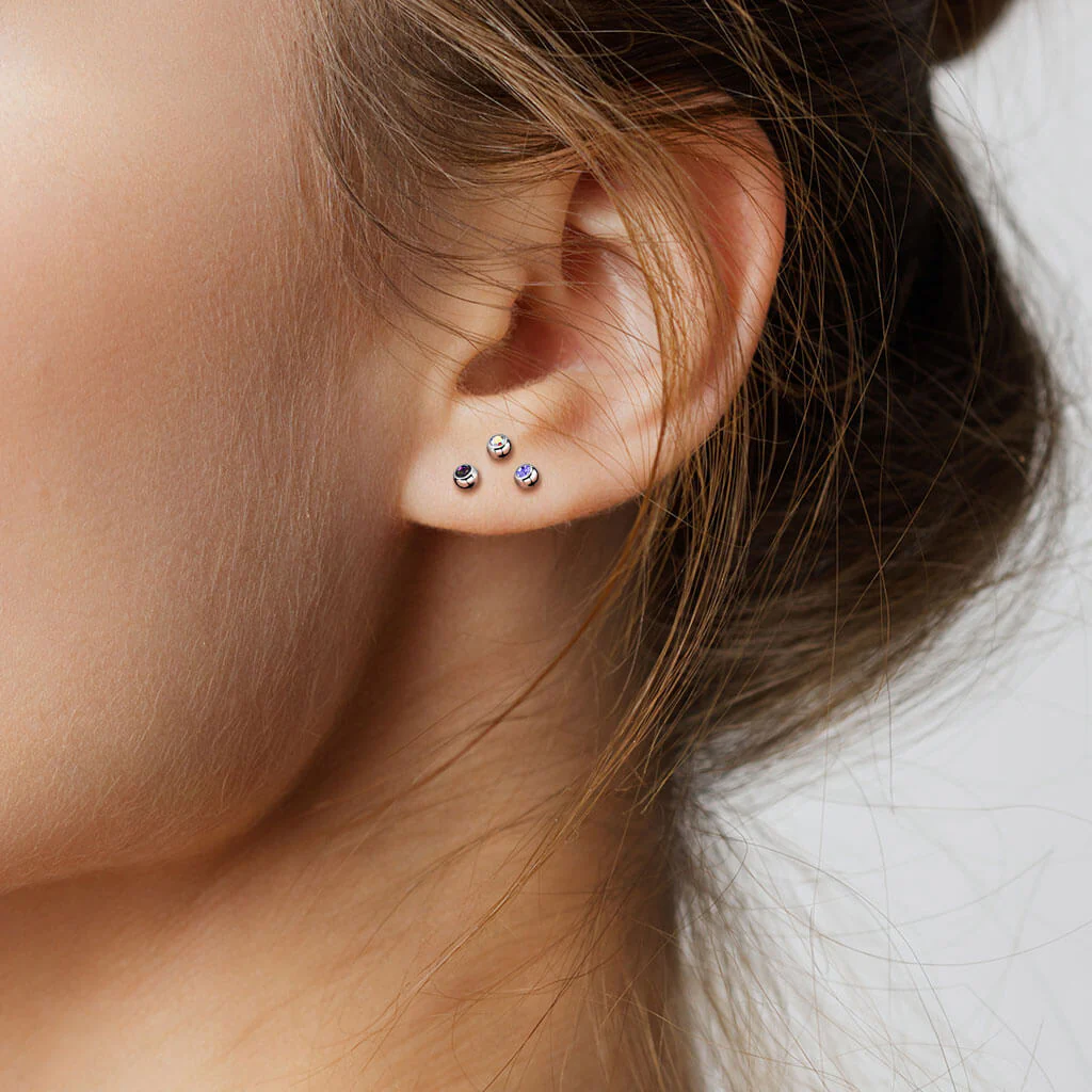 Tytan labret kulka cyrkonia srebrny gwint wewnętrzny - Image 3