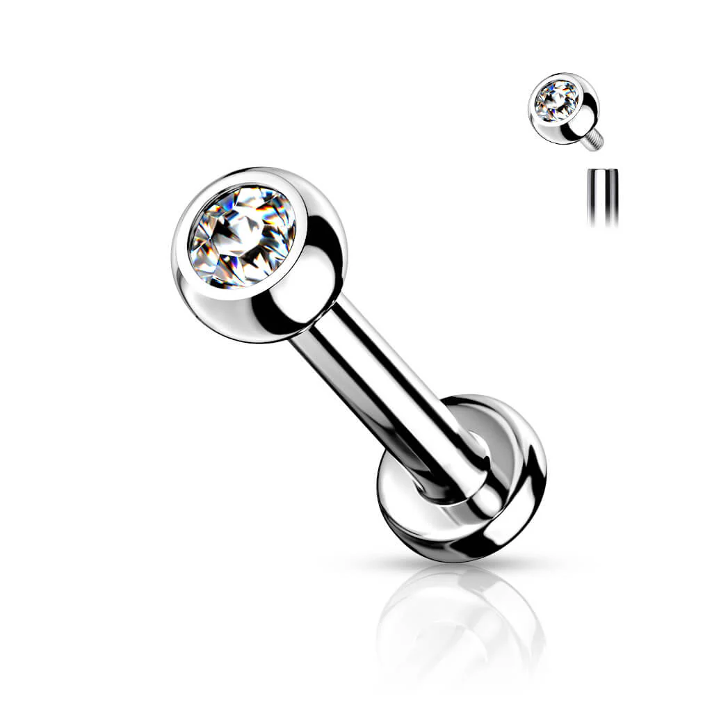 Tytan labret kulka cyrkonia srebrny gwint wewnętrzny - Image 5