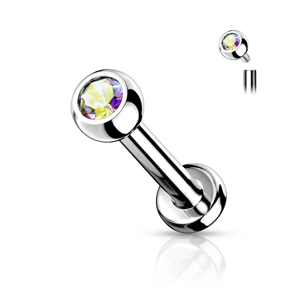 Tytan labret kulka cyrkonia srebrny gwint wewnętrzny - Image 6