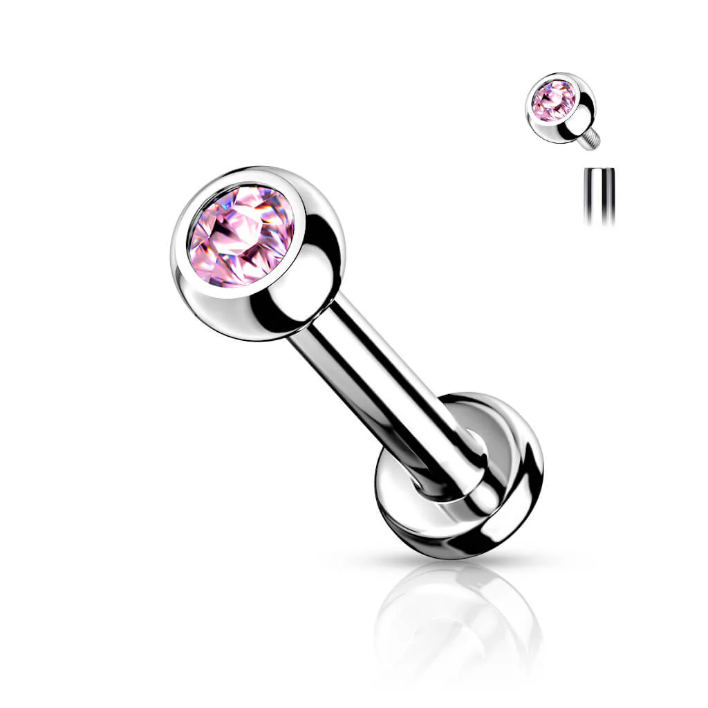 Tytan labret kulka cyrkonia srebrny gwint wewnętrzny - Image 7