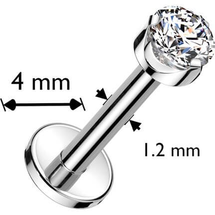 Tytan labret okrągła cyrkonia w łapkach gwint wewnętrzny - Image 2