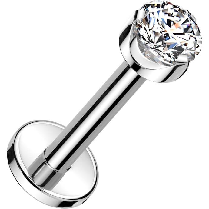 Tytan labret okrągła cyrkonia w łapkach gwint wewnętrzny - Image 5