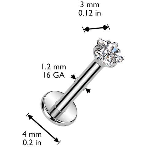 Tytan labret gwiazdka cyrkonia w łapkach gwint wewnętrzny - Image 2