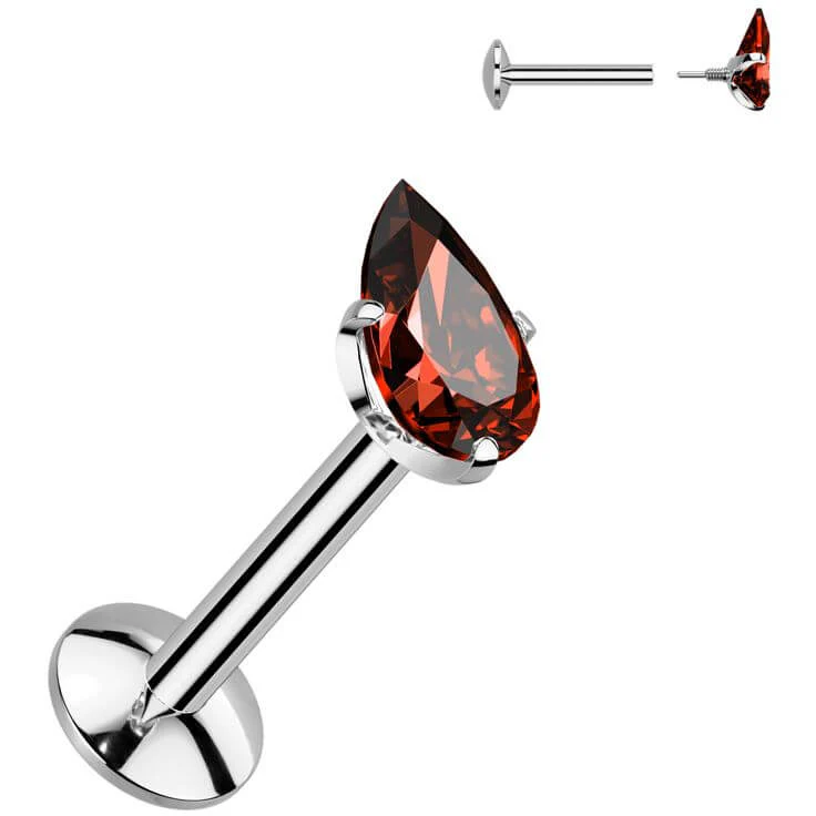 Tytan labret łezka cyrkonia w łapkach gwint wewnętrzny - Image 4