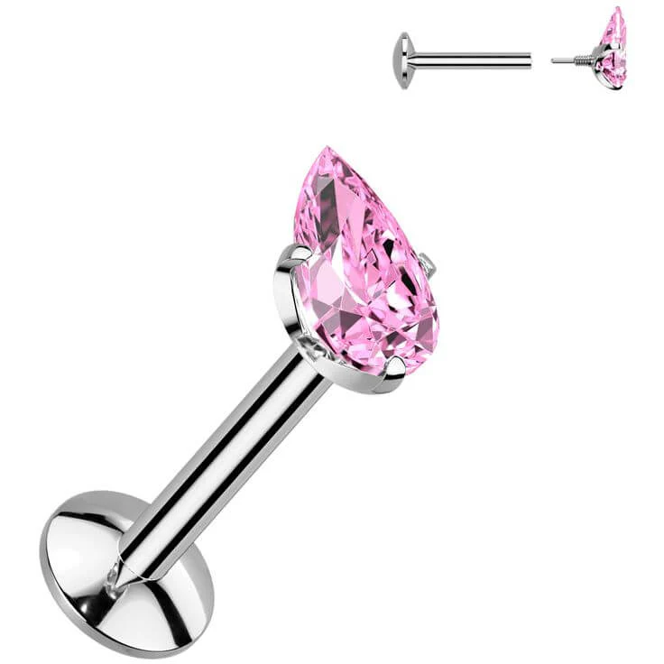 Tytan labret łezka cyrkonia w łapkach gwint wewnętrzny - Image 5