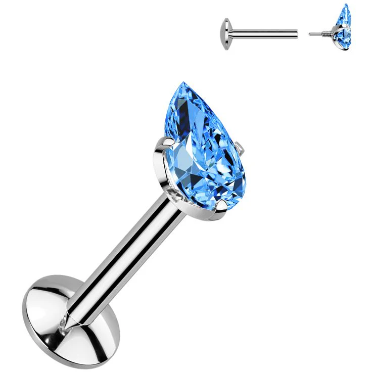 Tytan labret łezka cyrkonia w łapkach gwint wewnętrzny - Image 8