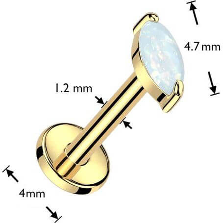 Tytan labret opal szlif markizowy gwint wewnętrzny - Image 2