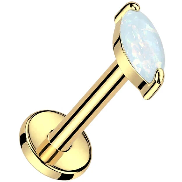 Tytan labret opal szlif markizowy gwint wewnętrzny - Image 3