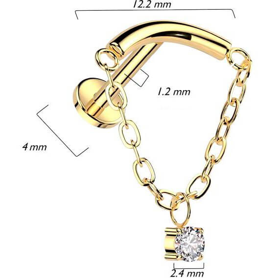Tytan labret Łańcuszek cyrkonia gwint wewnętrzny - Image 2