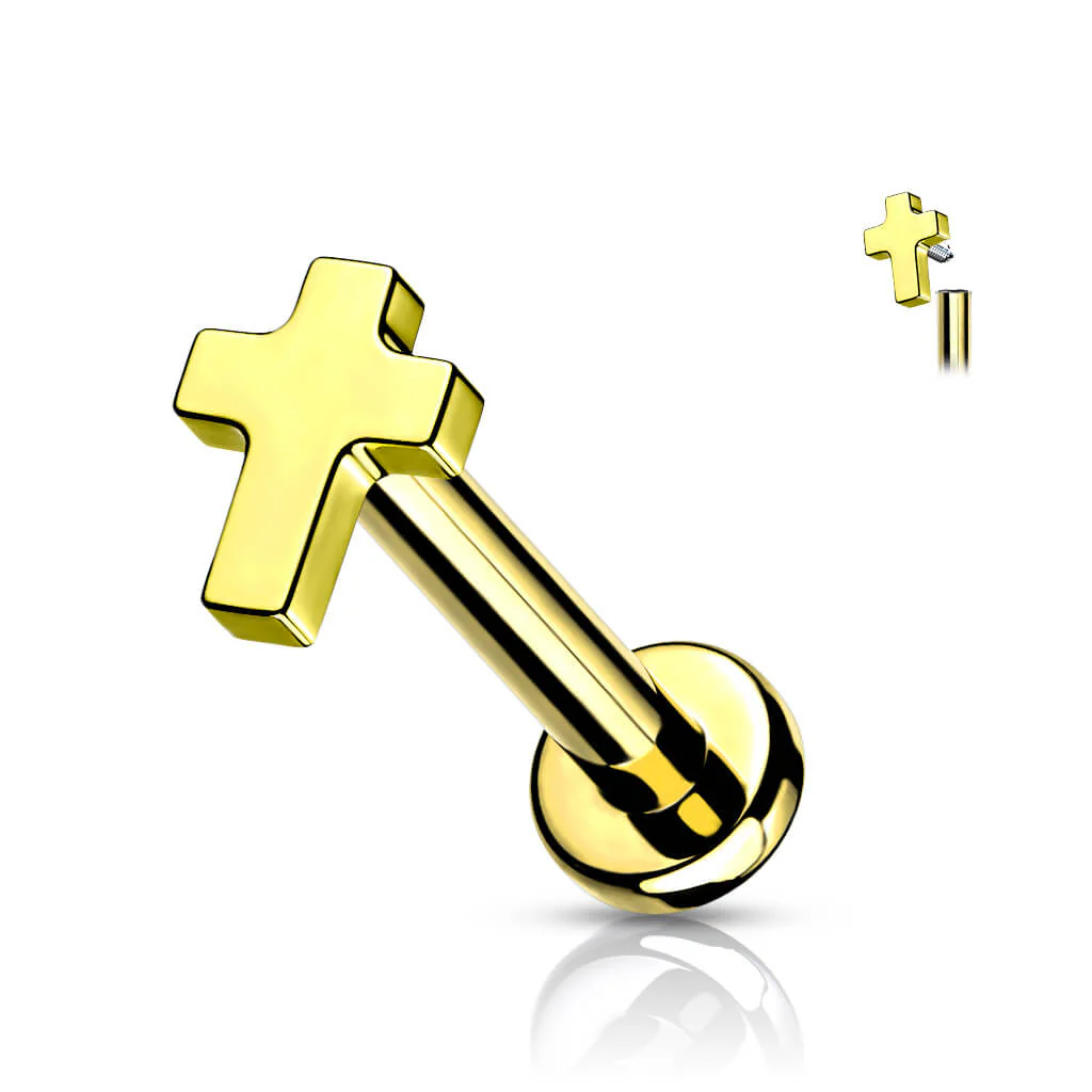 Tytan labret krzyż płaski gwint wewnętrzny - Image 6